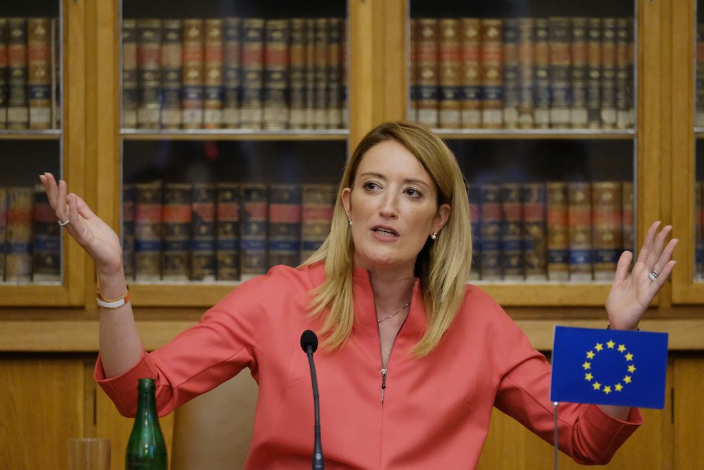  Star power: the President of the European Parliament Roberta Metsola. Many students said they were inspired by Thursday's debate at CU.