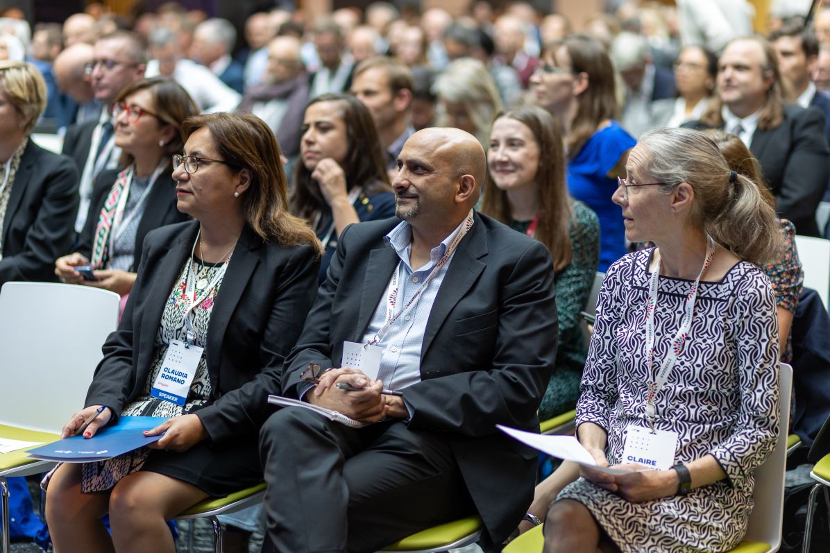 ICRI 2022 conference in Brno. ‍Claudia Romano, (manager of the Office for International Cooperation, Uruguay), ‍Imraan Patel (Deputy Director-General: Research Development and Support, South African Department of Science and Innovation) and ‍Claire Samson (Vice-President, Programs and Planning, Canada Foundation for Innovation). Photograph: Radek Miča