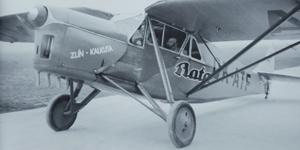 Repro z knihy. Archiv UTB Letadlo startuje k cestě do Indie, 1936.