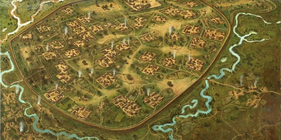 Kresebná rekonstrukce lokality Pohansko u Břeclavi, kterou od roku 1959 systematicky zkoumají archeologové Filozofické fakulty Masarykovy univerzity v Brně.
