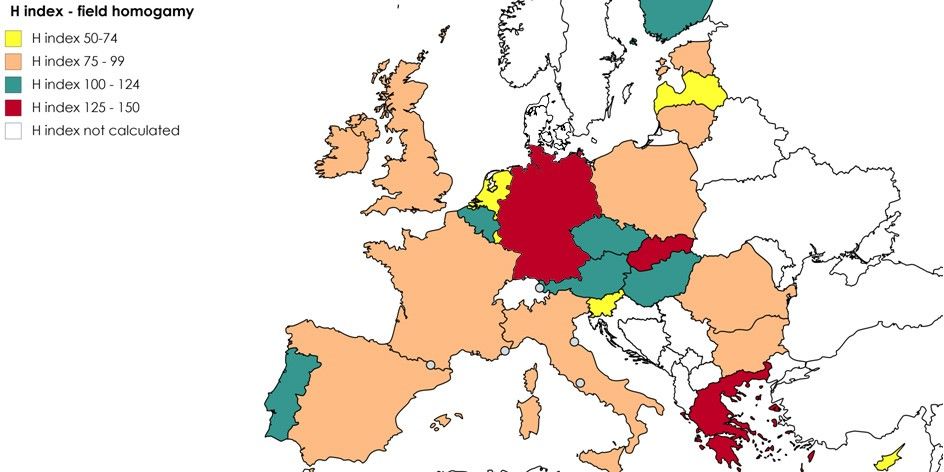 CERGE-EI Evropské země podle míry oborové homogamie.