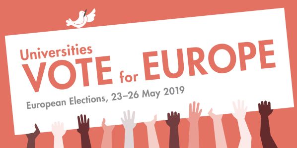 Plakát evropské iniciativy Vote for Europe, ke které se připojili prohlášení i čeští rektoři.