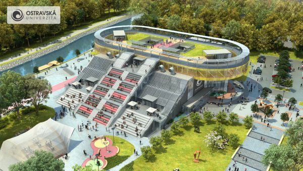 Nové Univerzitní zázemí sportu a behaviorálního zdraví bude stát v centru Ostravy nejpozději v roce 2022. Zdroj vizualizace: Atelier Simona
