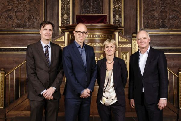 Vedení kodaňské univerzity v roce 2017 (zleva doprava): ředitel univerzity Jesper Olesen, rektor Henrik C. Wegener, prorektorka Lykke Friis a prorektor Thomas Bjørnholm.